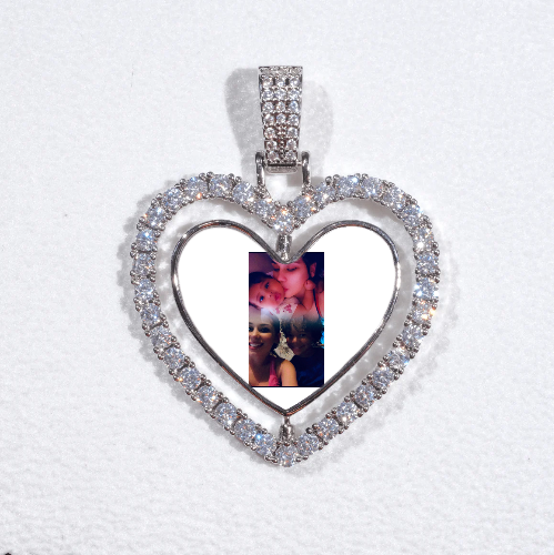 3D Spinning 2-Faced Heart Custom Picture Pendant