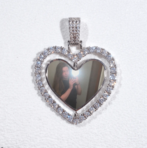 3D Spinning 2-Faced Heart Custom Picture Pendant