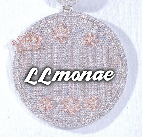 CUSTOM LETTER NECKLACE 3D BIG CROWN DISC
