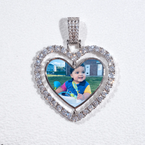 3D Spinning 2-Faced Heart Custom Picture Pendant