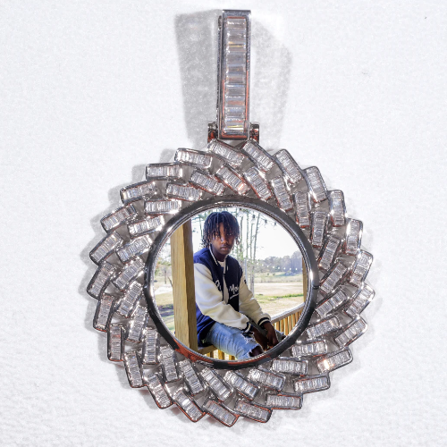 Large 3D Baguette Custom Picture Pendant