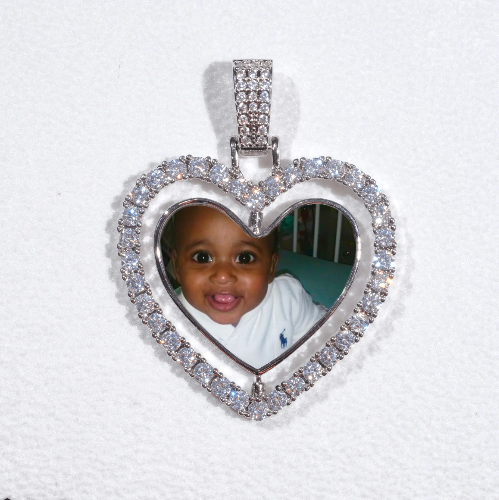 3D Spinning 2-Faced Heart Custom Picture Pendant