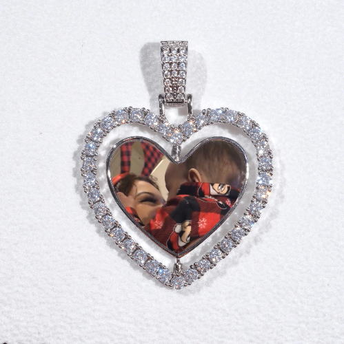 3D Spinning 2-Faced Heart Custom Picture Pendant
