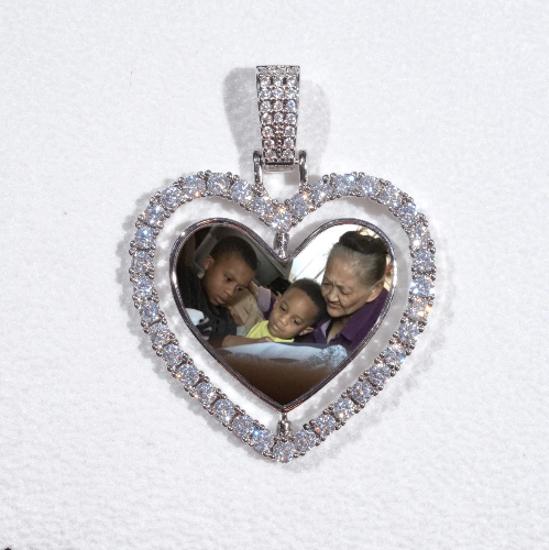 3D Spinning 2-Faced Heart Custom Picture Pendant