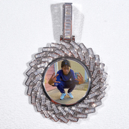 Large 3D Baguette Custom Picture Pendant