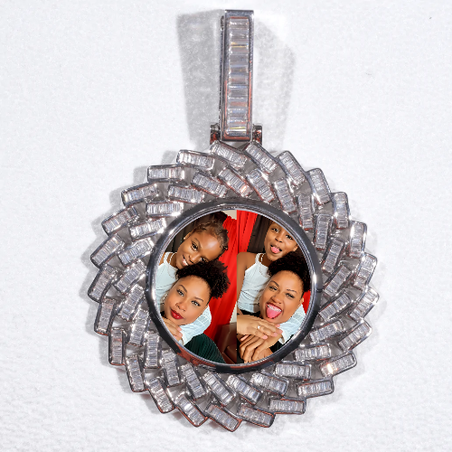 Large 3D Baguette Custom Picture Pendant