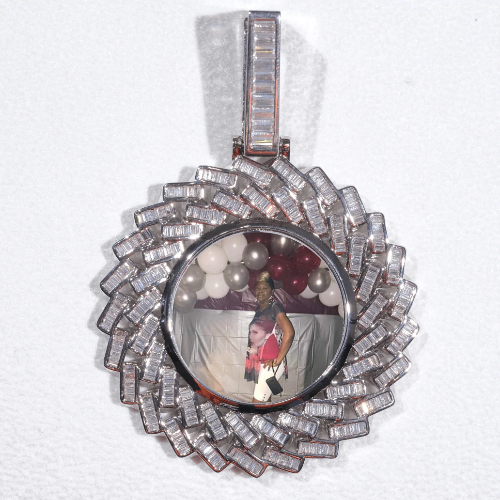 Large 3D Baguette Custom Picture Pendant