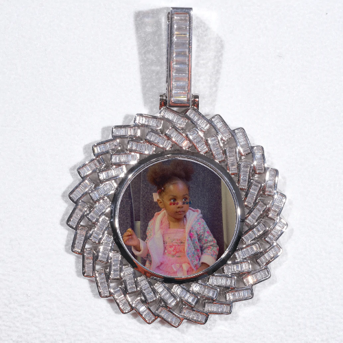 Large 3D Baguette Custom Picture Pendant