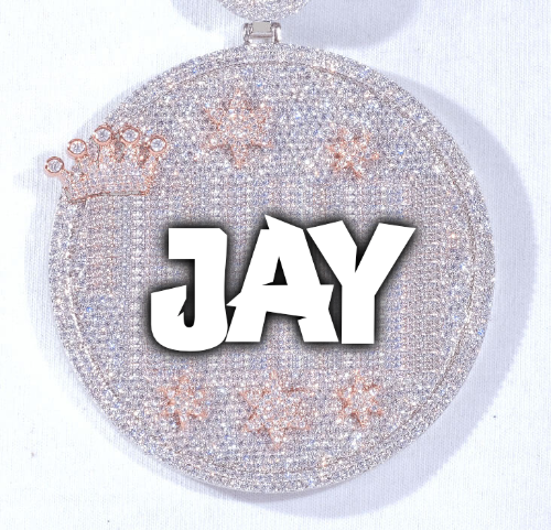 CUSTOM LETTER NECKLACE 3D BIG CROWN DISC