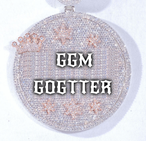 CUSTOM LETTER NECKLACE 3D BIG CROWN DISC