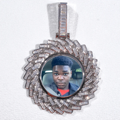 Large 3D Baguette Custom Picture Pendant