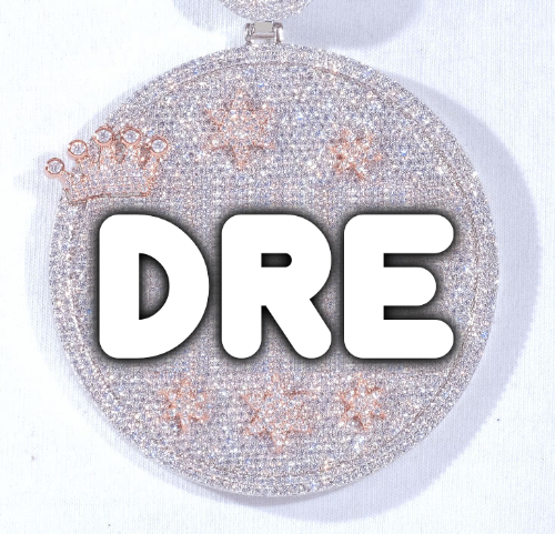 CUSTOM LETTER NECKLACE 3D BIG CROWN DISC