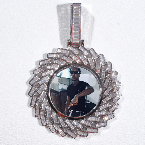 Large 3D Baguette Custom Picture Pendant