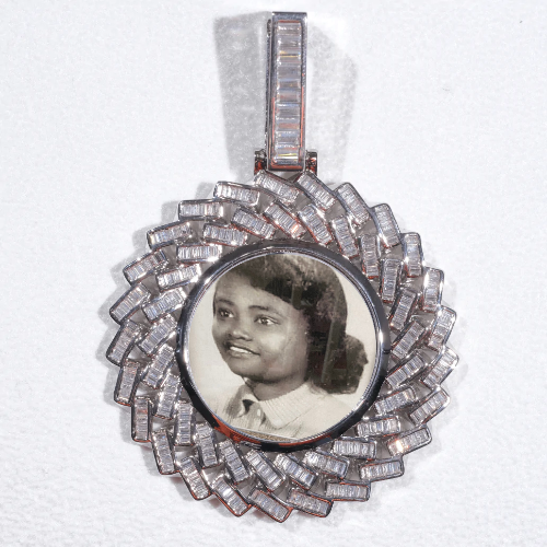 Large 3D Baguette Custom Picture Pendant