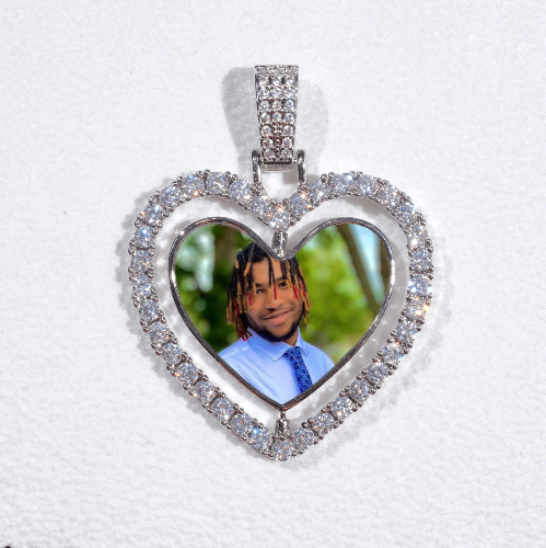 3D Spinning 2-Faced Heart Custom Picture Pendant