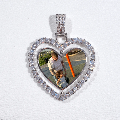 3D Spinning 2-Faced Heart Custom Picture Pendant