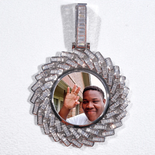 Large 3D Baguette Custom Picture Pendant