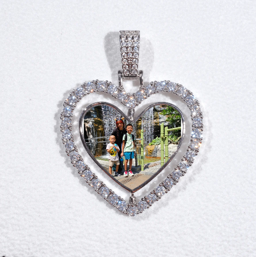 3D Spinning 2-Faced Heart Custom Picture Pendant