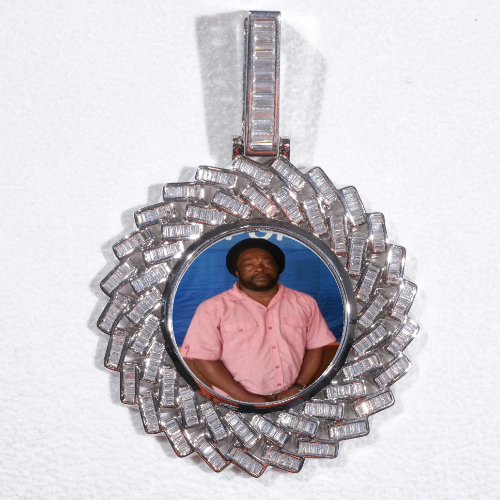 Large 3D Baguette Custom Picture Pendant