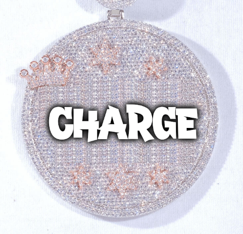 CUSTOM LETTER NECKLACE 3D BIG CROWN DISC