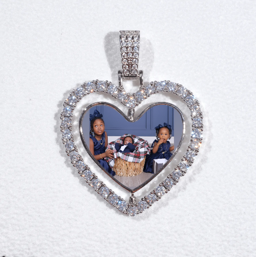 3D Spinning 2-Faced Heart Custom Picture Pendant