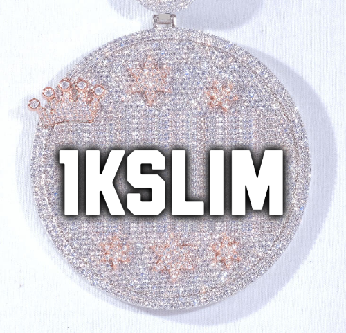 CUSTOM LETTER NECKLACE 3D BIG CROWN DISC