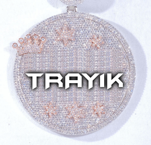 CUSTOM LETTER NECKLACE 3D BIG CROWN DISC