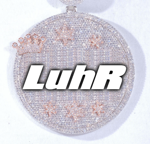 CUSTOM LETTER NECKLACE 3D BIG CROWN DISC