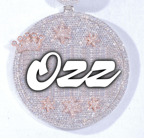 CUSTOM LETTER NECKLACE 3D BIG CROWN DISC