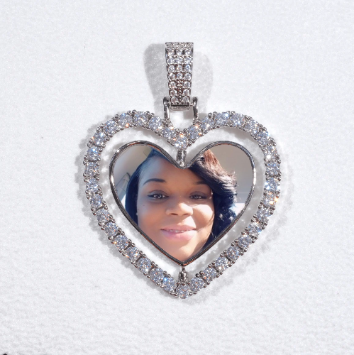3D Spinning 2-Faced Heart Custom Picture Pendant