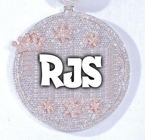 CUSTOM LETTER NECKLACE 3D BIG CROWN DISC