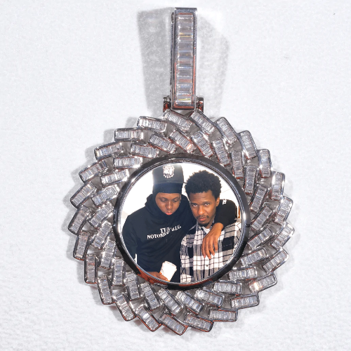 Large 3D Baguette Custom Picture Pendant