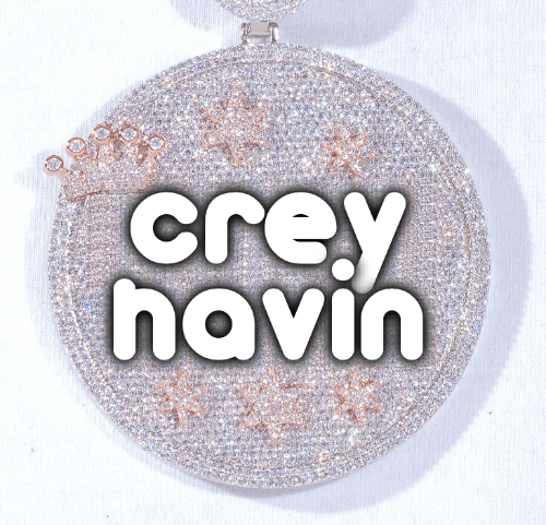 CUSTOM LETTER NECKLACE 3D BIG CROWN DISC