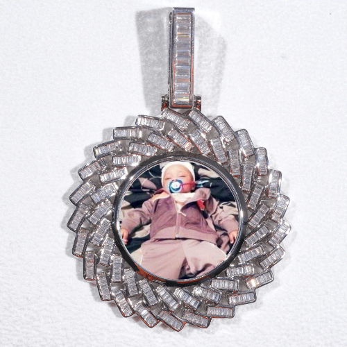 Large 3D Baguette Custom Picture Pendant