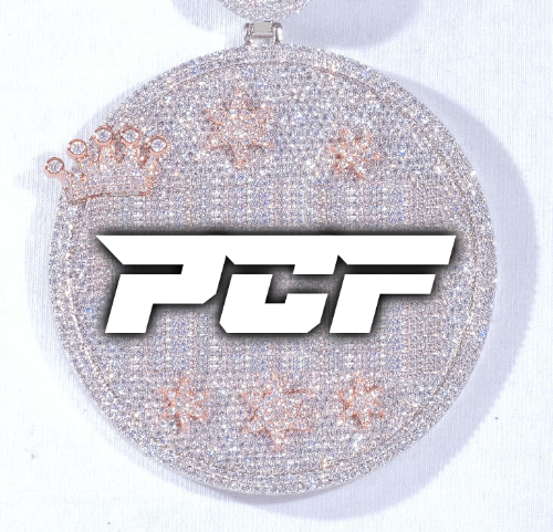 CUSTOM LETTER NECKLACE 3D BIG CROWN DISC