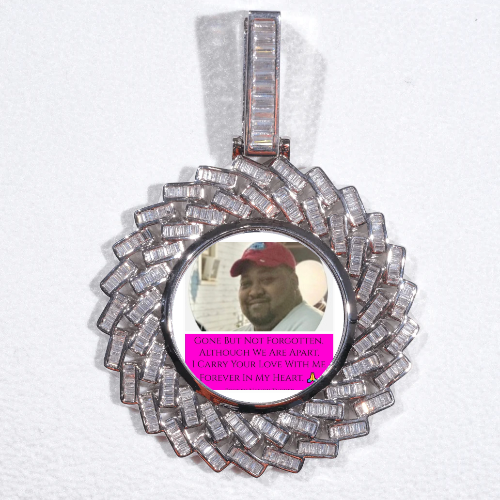 Large 3D Baguette Custom Picture Pendant