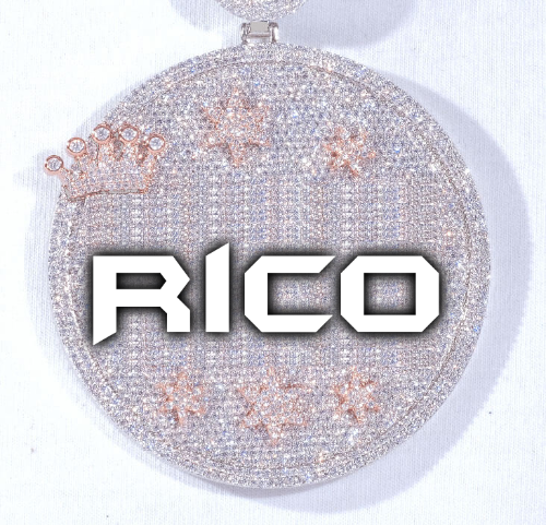 CUSTOM LETTER NECKLACE 3D BIG CROWN DISC