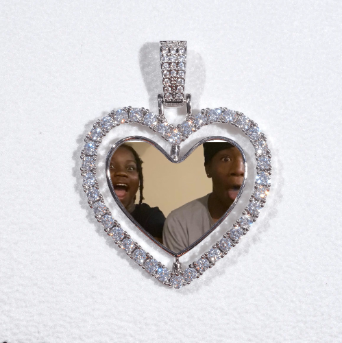 3D Spinning 2-Faced Heart Custom Picture Pendant