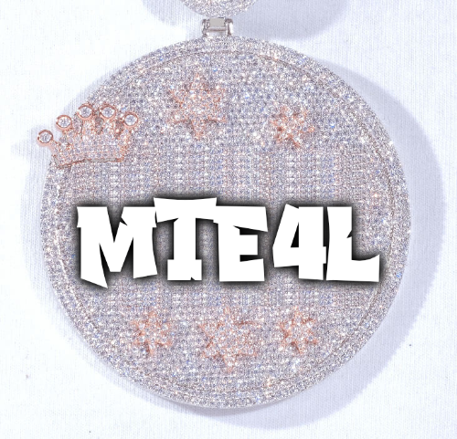 CUSTOM LETTER NECKLACE 3D BIG CROWN DISC