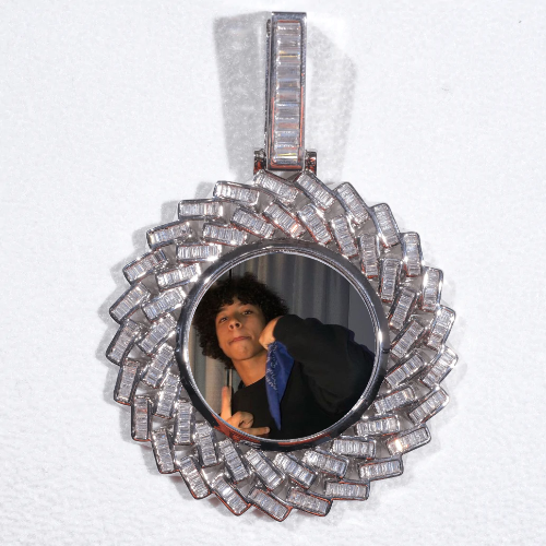 Large 3D Baguette Custom Picture Pendant