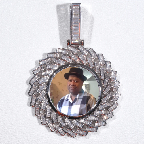 Large 3D Baguette Custom Picture Pendant