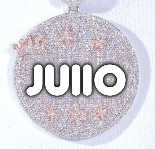 CUSTOM LETTER NECKLACE 3D BIG CROWN DISC