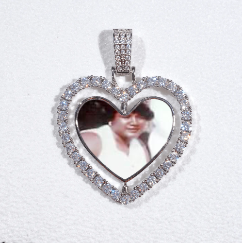 3D Spinning 2-Faced Heart Custom Picture Pendant