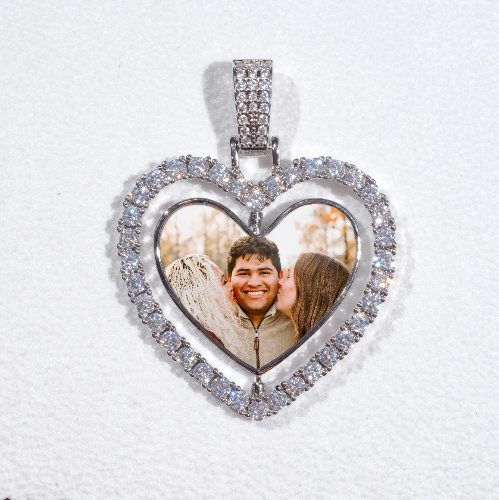 3D Spinning 2-Faced Heart Custom Picture Pendant