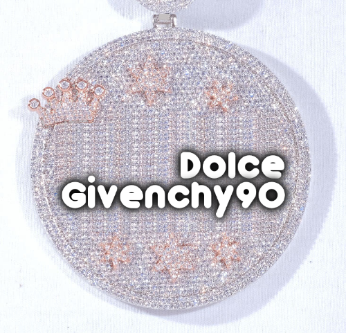 CUSTOM LETTER NECKLACE 3D BIG CROWN DISC