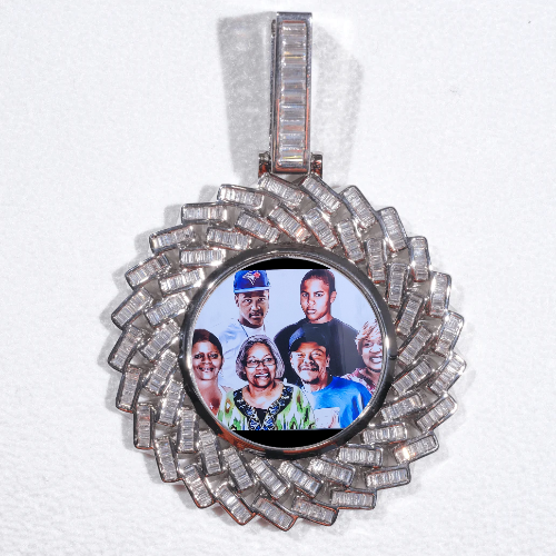 Large 3D Baguette Custom Picture Pendant