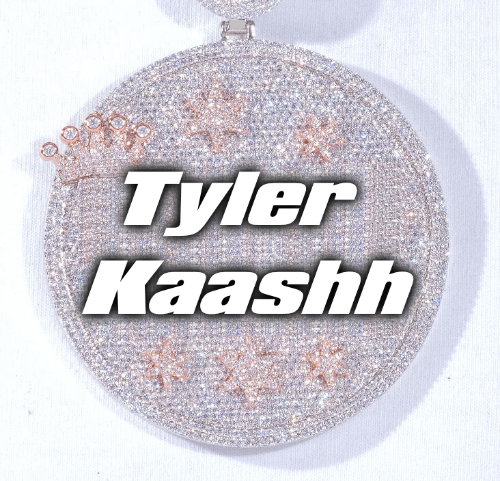 CUSTOM LETTER NECKLACE 3D BIG CROWN DISC