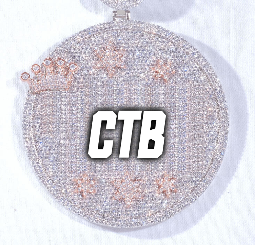 CUSTOM LETTER NECKLACE 3D BIG CROWN DISC