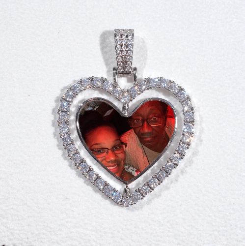 3D Spinning 2-Faced Heart Custom Picture Pendant