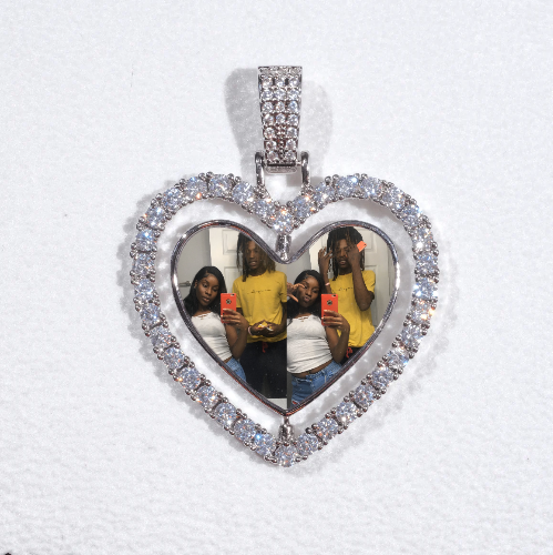 3D Spinning 2-Faced Heart Custom Picture Pendant